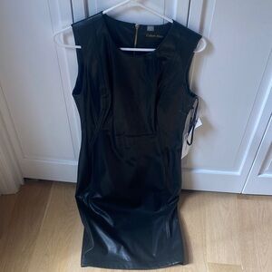 Calvin Klein Black Faux Leather Mini Dress